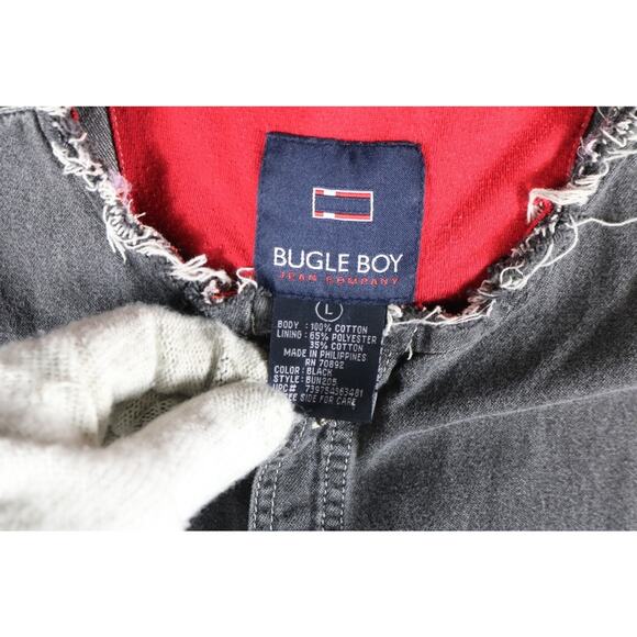 Bugle Boy Vest Mens Large Black Fade Denim Chambray Raw Hem Y2K Grunge Vintage - Picture 3 of 6